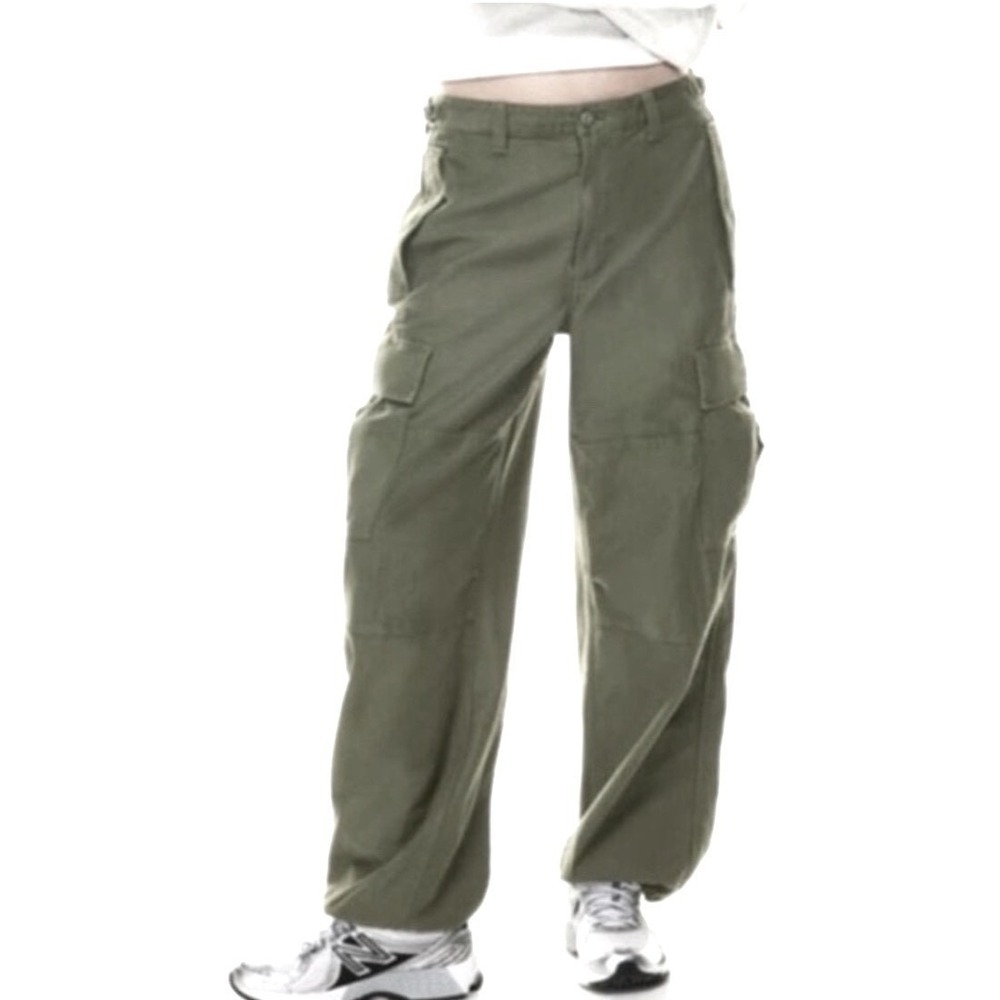 TNA Aritzia Supply Cargo Pants Green Baggy Wide Leg Women Size 6 109818 - Picture 4 of 13